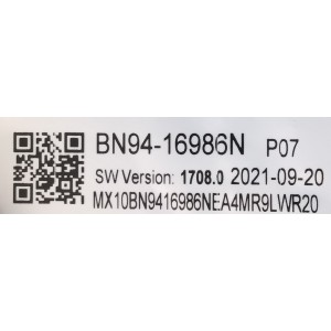 MAIN PARA TV SAMSUNG / NUMERO DE PARTE BN94-16986N / BN41-02844B / BN41-02844 / BN97-18535B / PANEL CY-QA055HGCV6H / CY-QA055HGCV1H / DISPLAY PT550GT02-1/ MODELOS QN55Q60AAFXZA XS34 / QN55Q60AAFXZA XA31 / QN55Q6DAAFXZA XA31 / QN55Q60AAFXZA XQ33